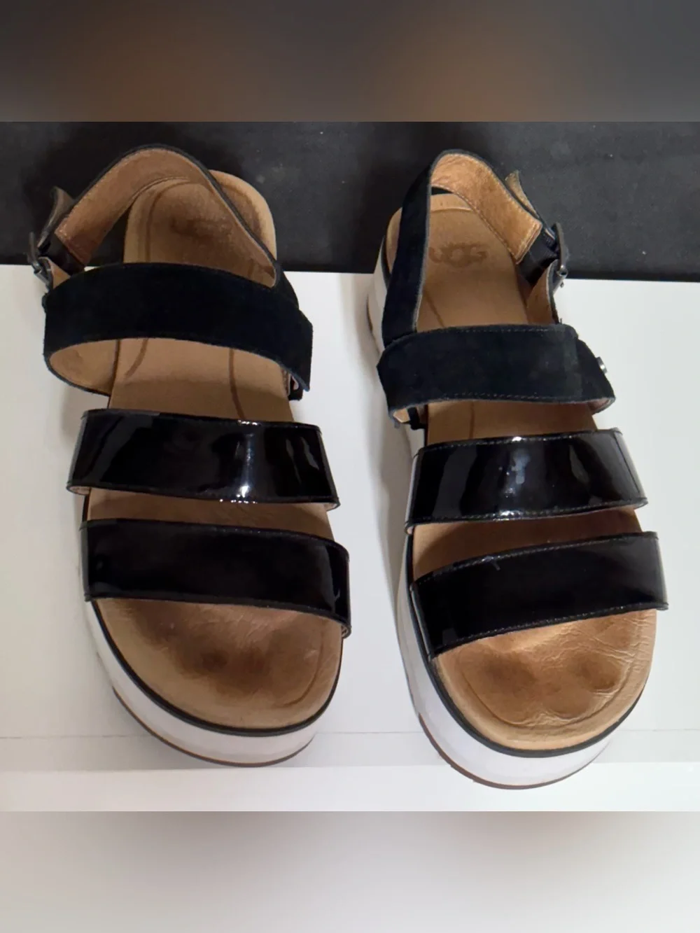UGG Women’s Black Platform Strappy Sandals with Buckle